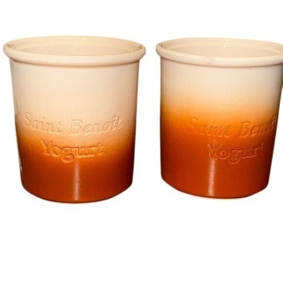 Set Of 2 Saint Benoit Yogurt Ceramic Cups - Picture 1 of 7